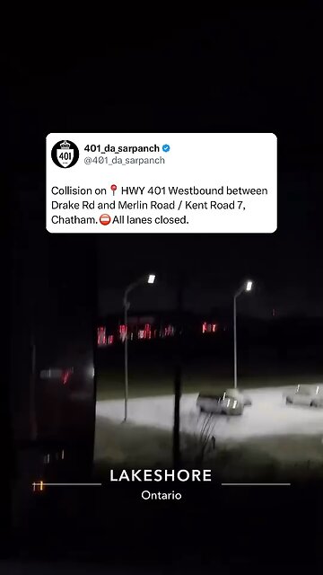 Crash On Highway 401 Chatham Ontario