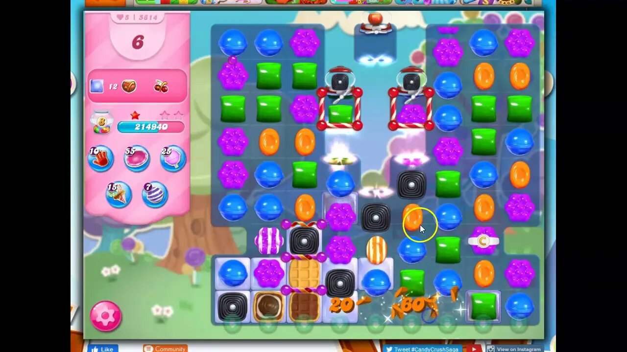 Candy Crush Level 5814 Talkthrough, 28 Moves 0 Boosters