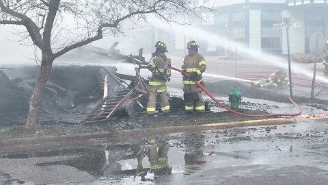 A local fire appears to have completely destroyed a building in the city of Bayfield, Wisconsin.