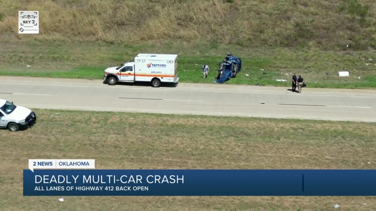 At least one dead in multi-car crash on Highway 412 near Inola