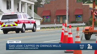 Gas main break forces evacuations on Reisterstown Road in Owings Mills