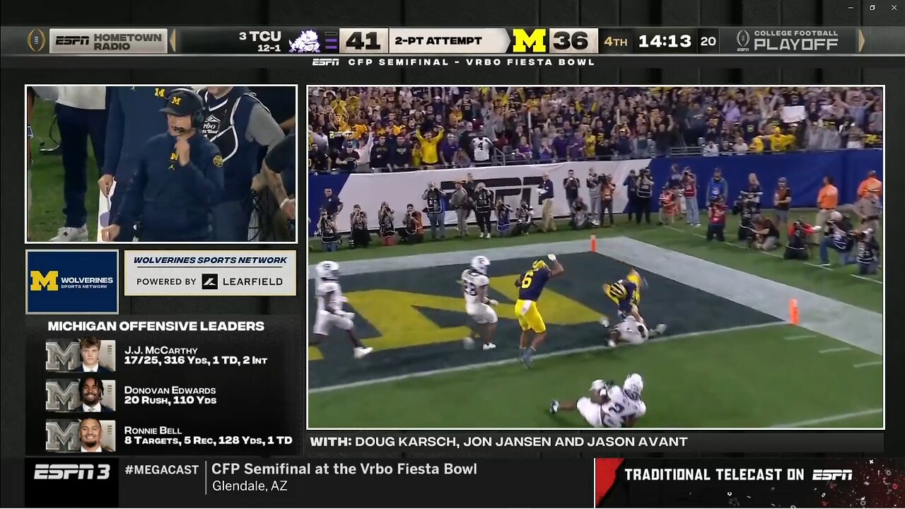 WEEK 15 - CFP SEMIFINAL - Michigan vs TCU - TV Broadcast/Radio Call