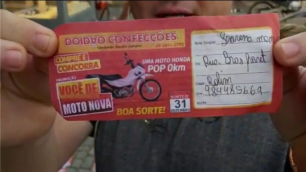 Sorteio de uma Moto Pop Promoção da Doidão confecções