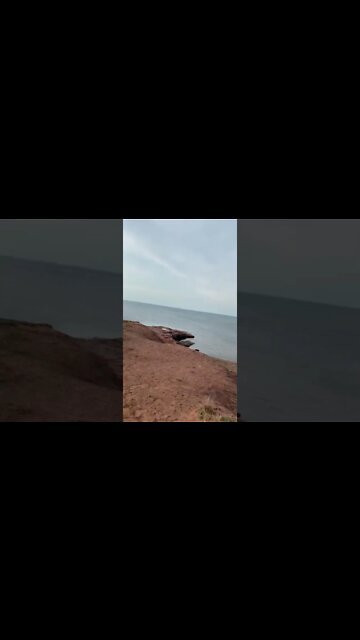 Climbing around a lookout at the beach