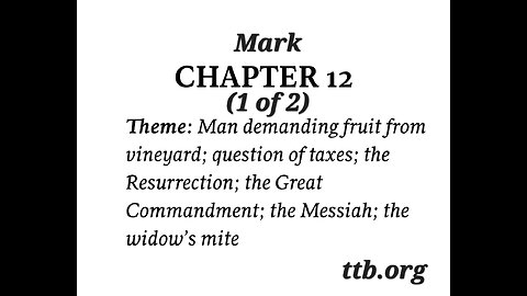Mark Chapter 12 (Bible Study) (1 of 2)