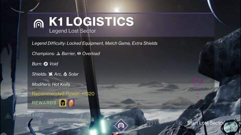 Destiny 2 Legend Lost Sector: The Moon - K1 Logistics 1-29-22