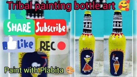 Tribal painting bottle art...