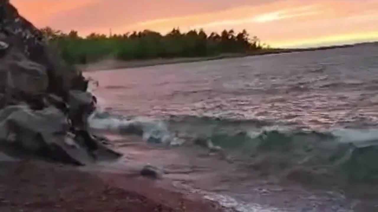 Quickly Relax Listening to Waves with Sunset Over Lake Superior; 45 Minutes of Meditation & Relax