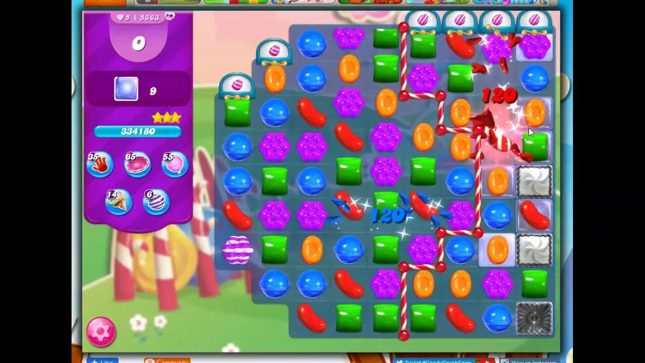 Candy Crush Level 5863 Talkthrough, 35 Moves 0 Boosters
