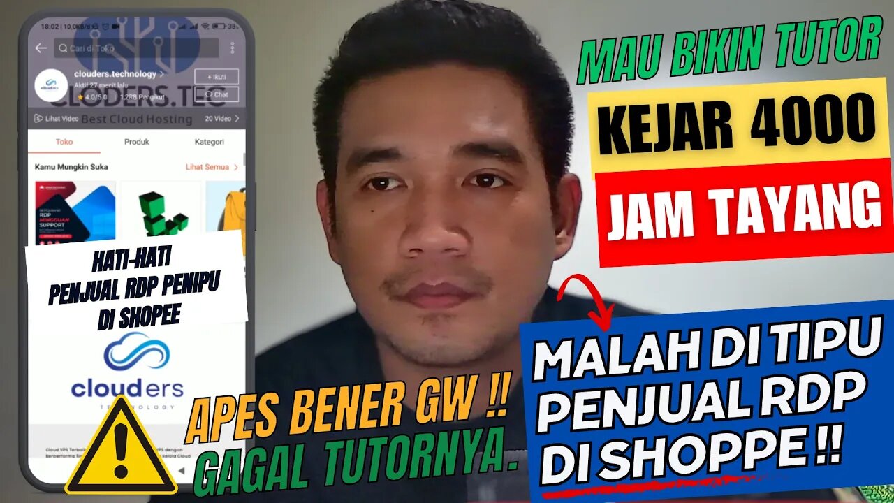 Mau Bikin Tutorial Kejar 4000 Jam tayang Youtube Dengan RDP GATOT, KENA TIPU PENJUAL RDP DI SHOPEE