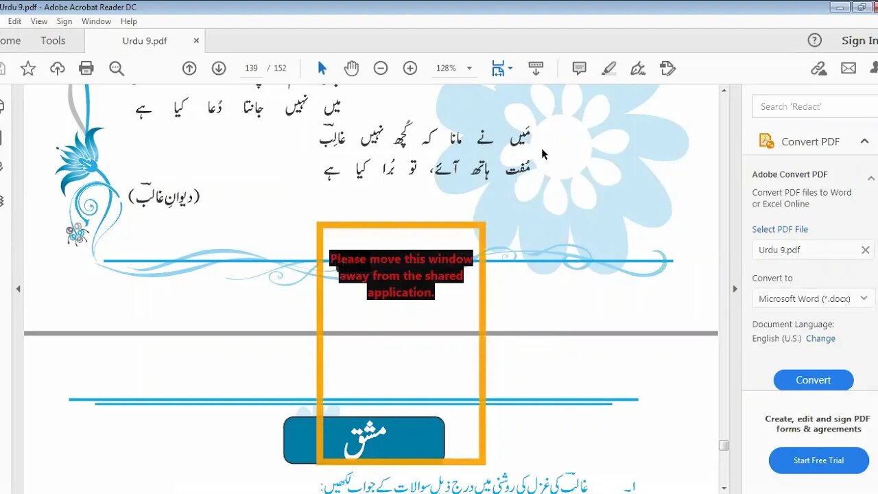 Zoom Online Class 9th GHAZAL # 3 Ghalib