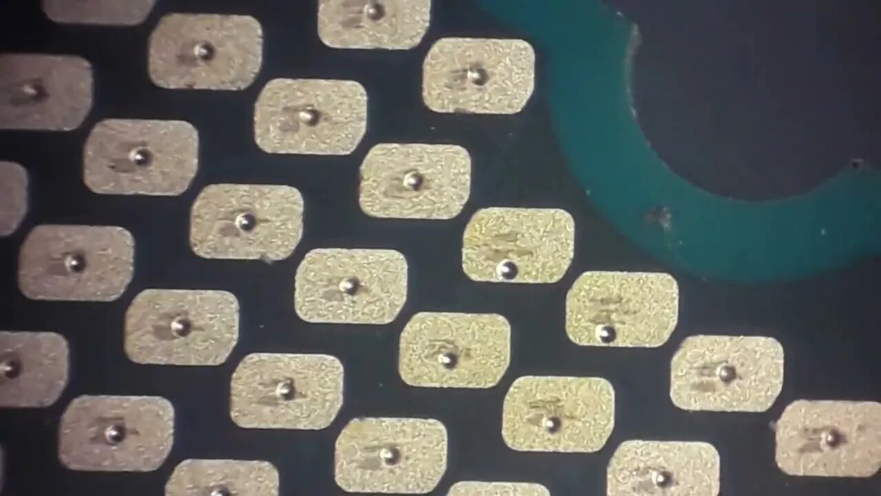 CPU pads under inspection microscope