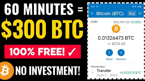 60 Minutes = $300 FREE BTC | Claim 0.05 BTC Every 1 Hour ~ No Mining No Investment