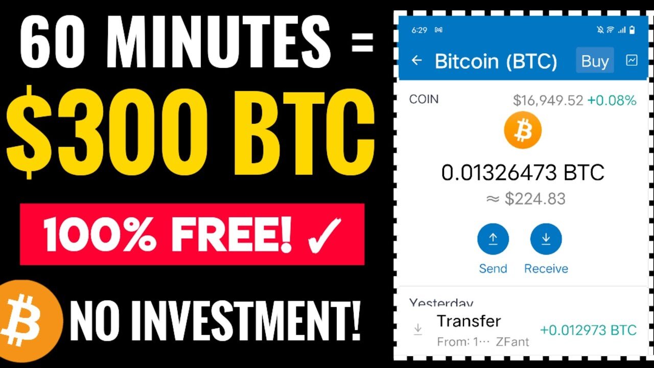 60 Minutes = $300 FREE BTC | Claim 0.05 BTC Every 1 Hour ~ No Mining No Investment