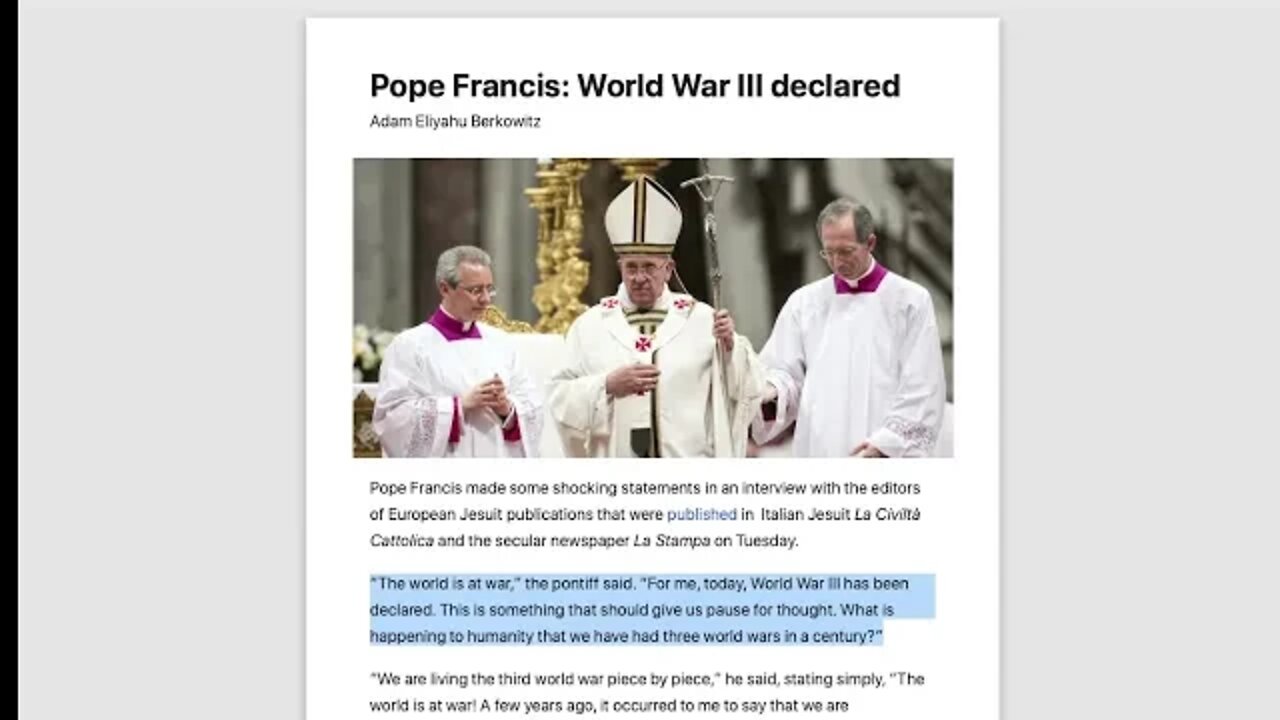 POPE: World War 3 Has Started