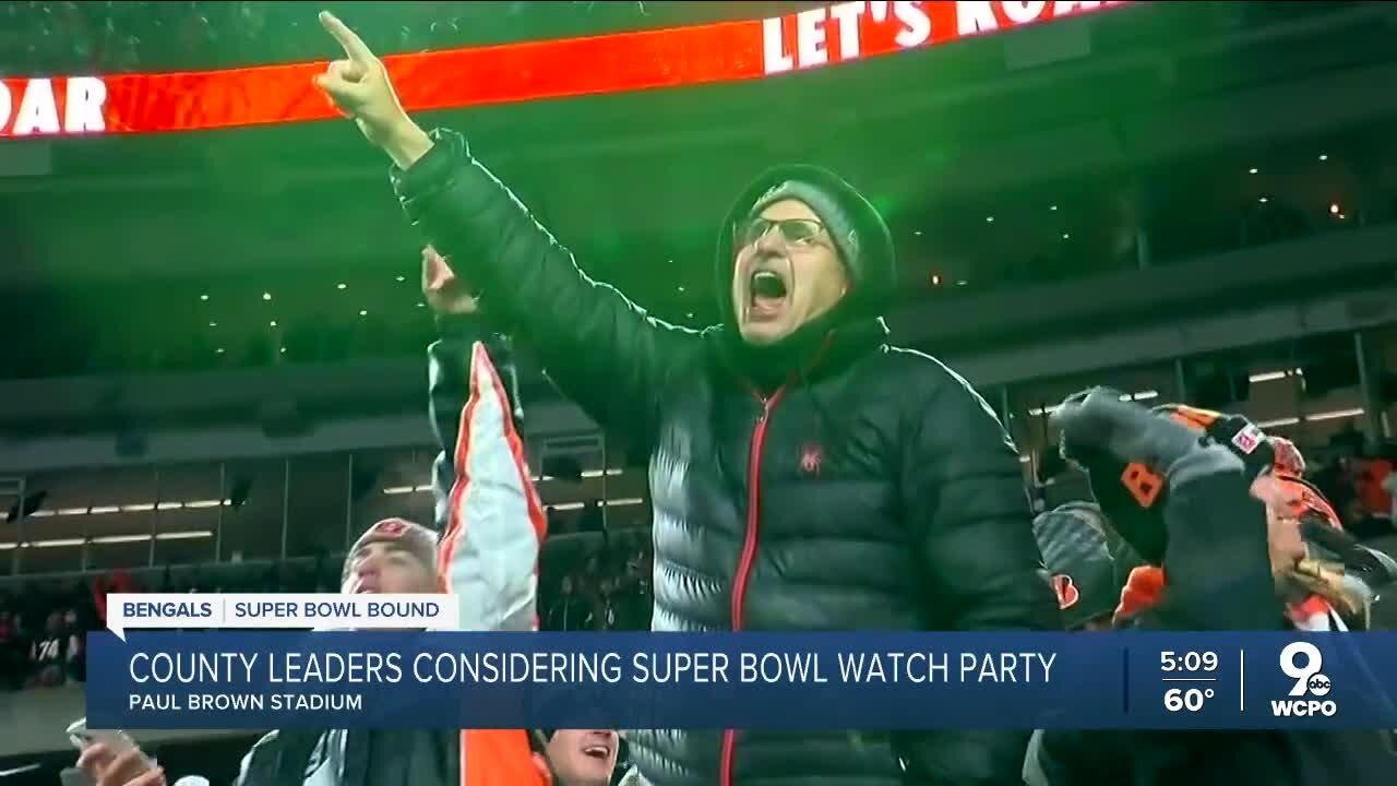 Local leaders are considering a Super Bowl watch party