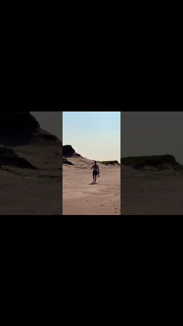 Exploring a large empty beach