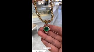 17.20tcw heirloom statement Colombian emerald asscher and VS diamond 18K handmade necklace