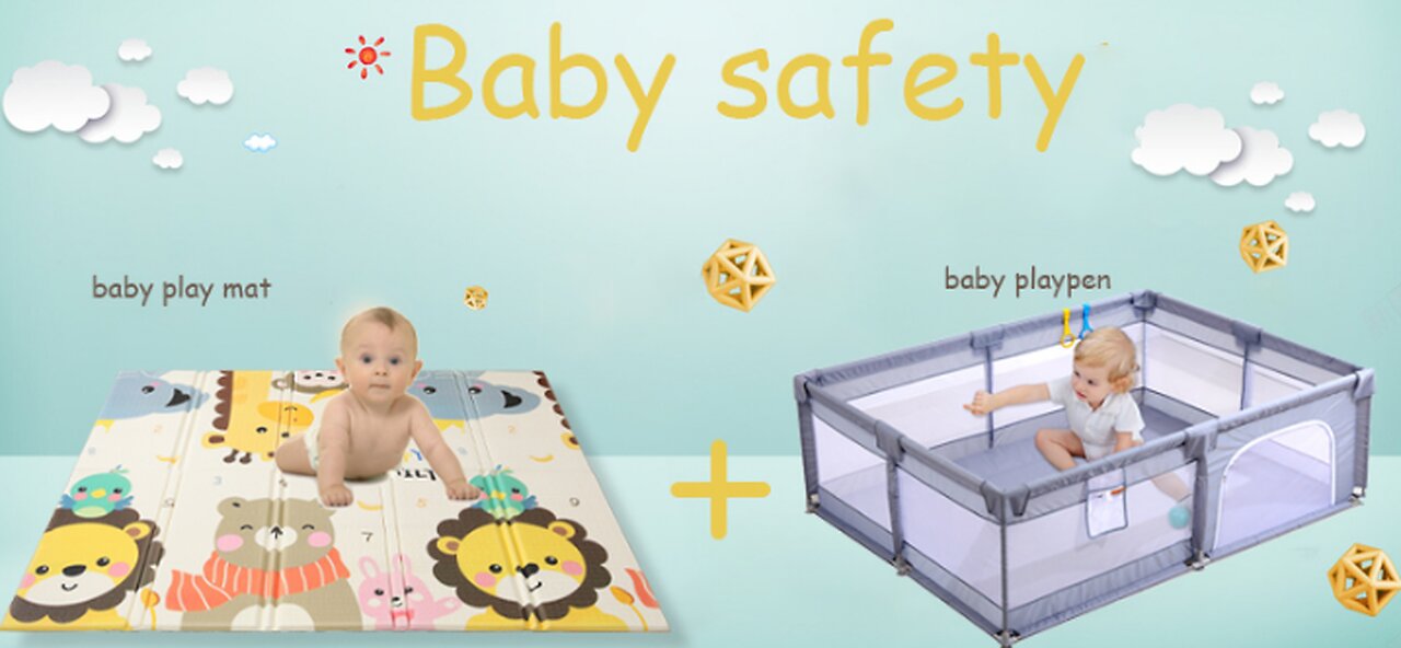 Infant Shining Children Playpen with Foam Protector