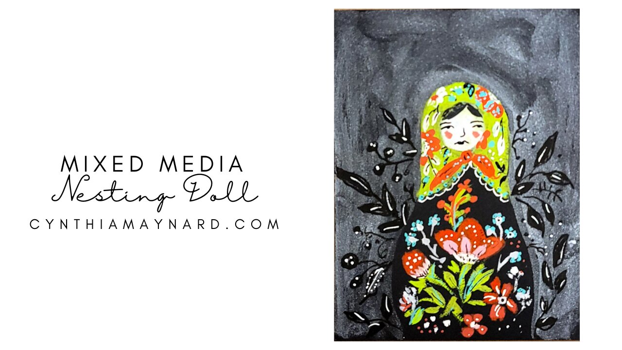 Mixed Media Nesting Doll Painting