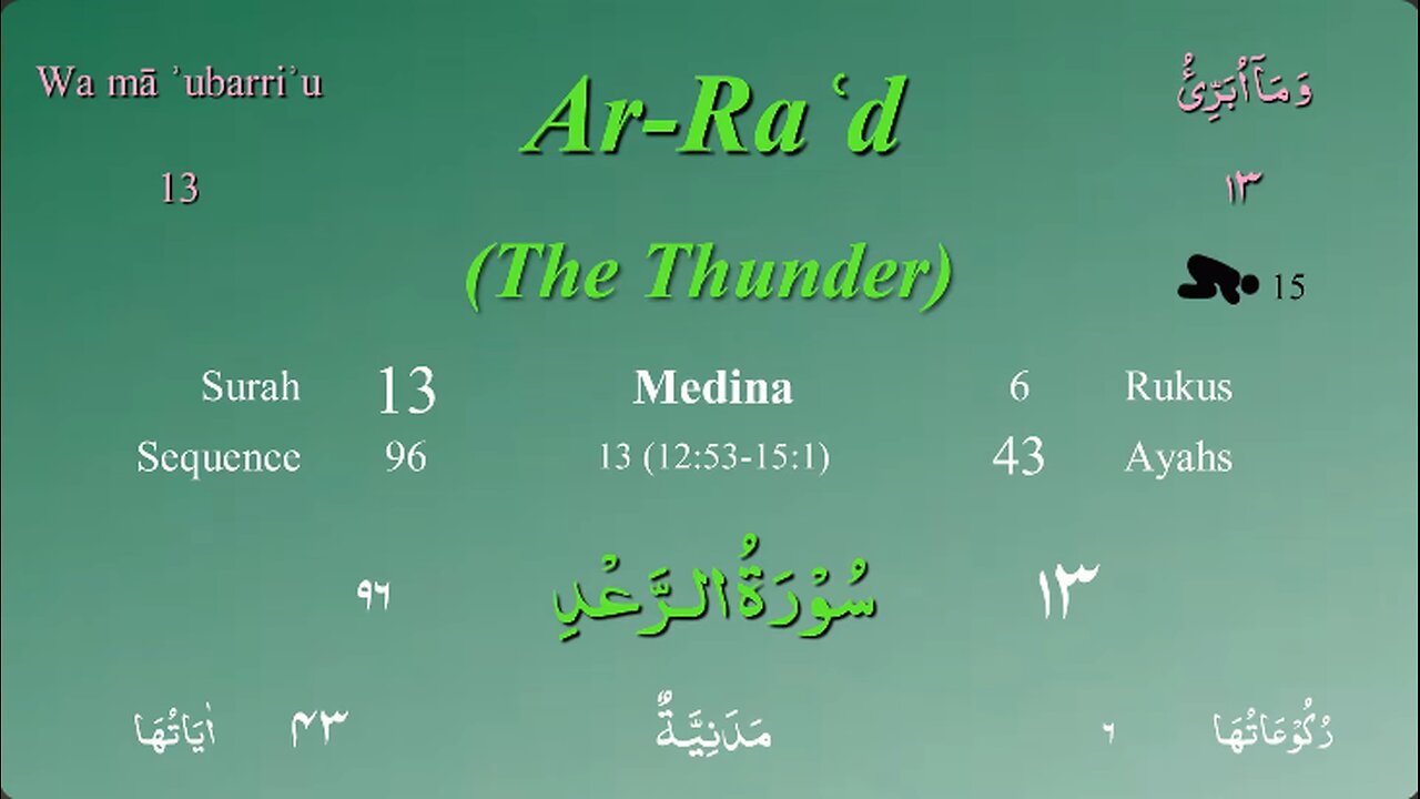 013 Surah Ar Rad by Mishary Al Afasy (iRecite)