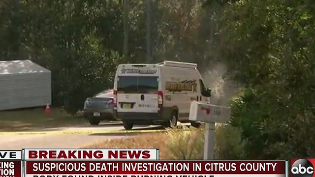 Body found inside burning car in Citrus County