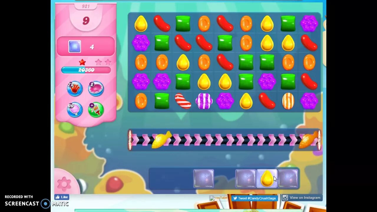 Candy Crush Level 921 Audio Talkthrough, 1 Star 0 Boosters