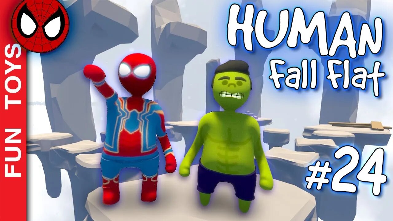 Human Fall Flat #24 - HULK e HOMEM-ARANHA de FERRO, na fase MAIS DIFÍCIL que já fizemos - Valhalla 4