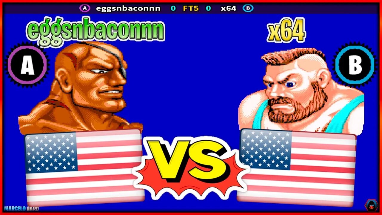 Street Fighter II': Hyper Fighting (eggsnbaconnn Vs. x64) [U.S.A. Vs. U.S.A.]