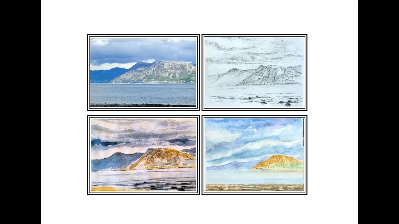 How to prep and sketch Mountain carved by the sun in watercolours, inspired by jmwturner.