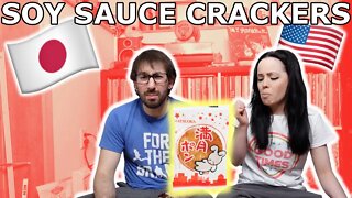 AMERICANS TRY JAPANESE SNACKS PART 3 - MATSUOKA FULL MOON PON - SOY SAUCE CRACKERS