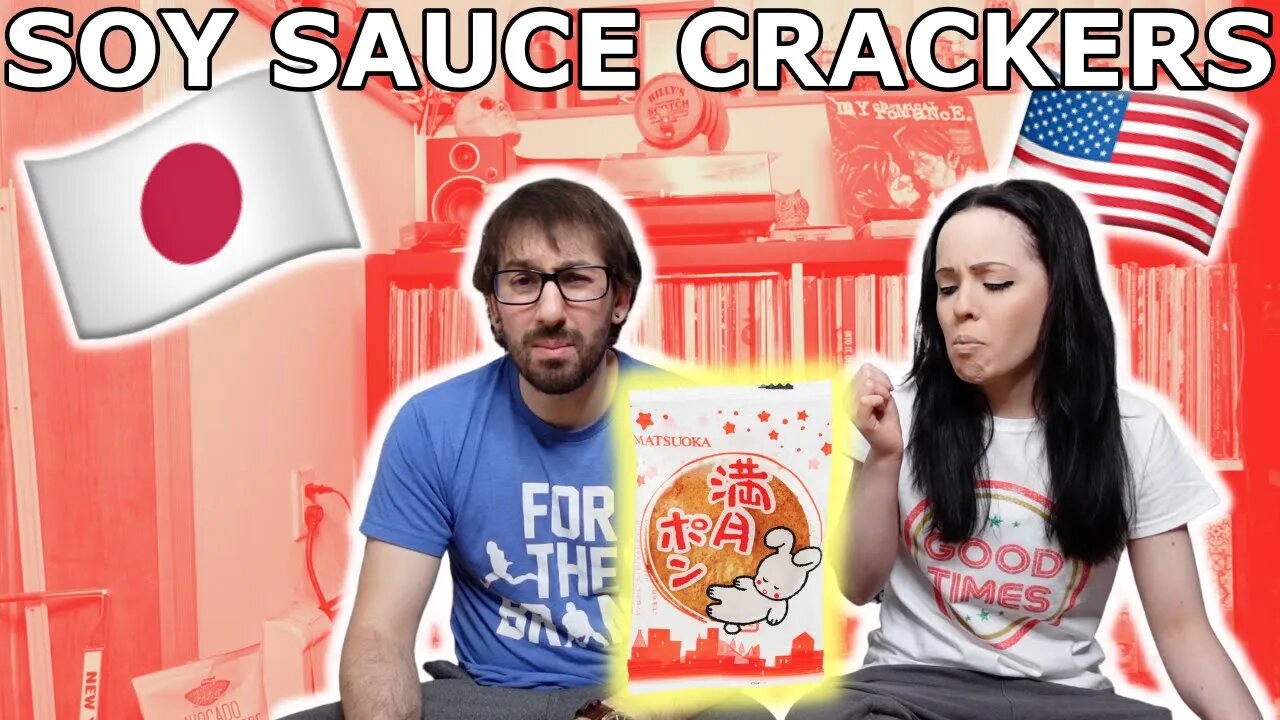 AMERICANS TRY JAPANESE SNACKS PART 3 - MATSUOKA FULL MOON PON - SOY SAUCE CRACKERS