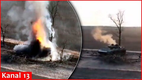 Drone fires successive shots at Russian BMP-2 armored fighting vehicle