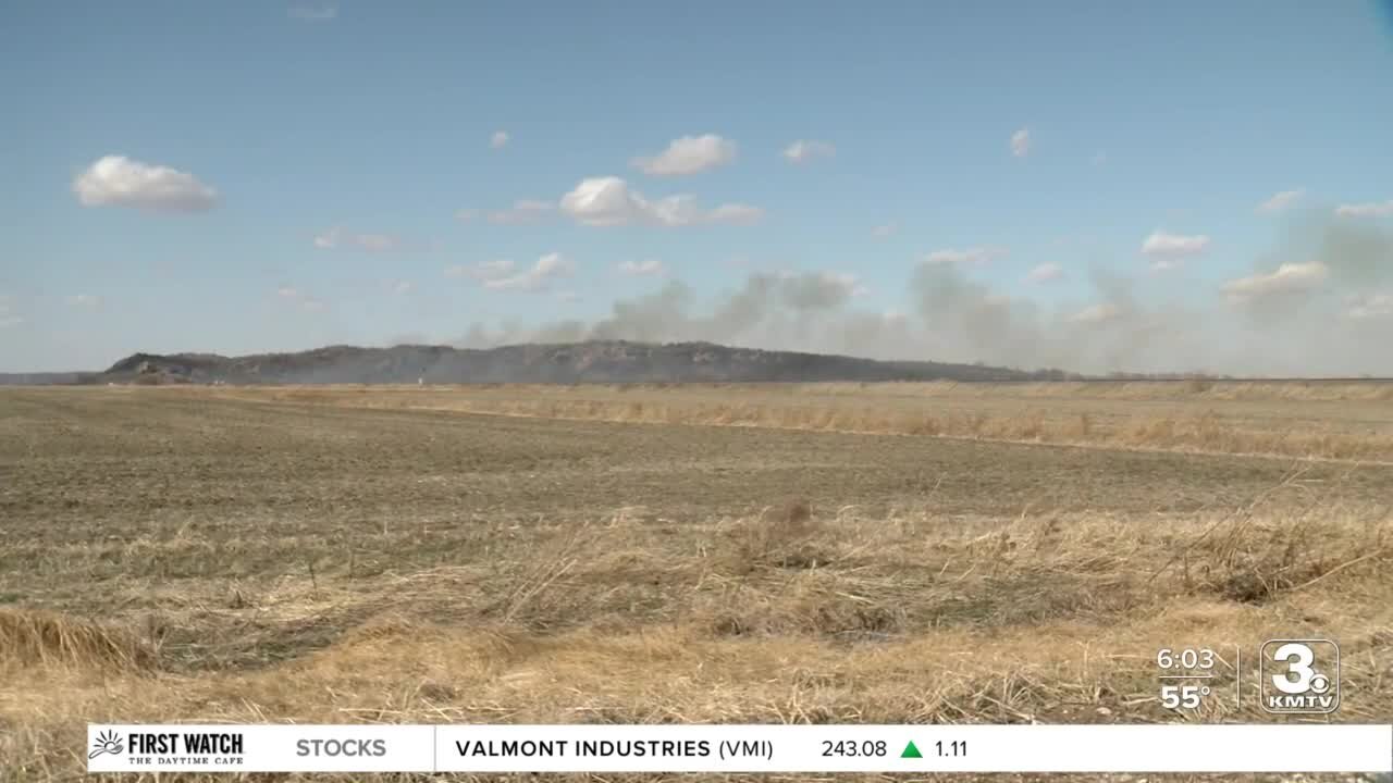 Jessika's Live Hit Two From Brush fire north of Crescent, Iowa visible from downtown Omaha