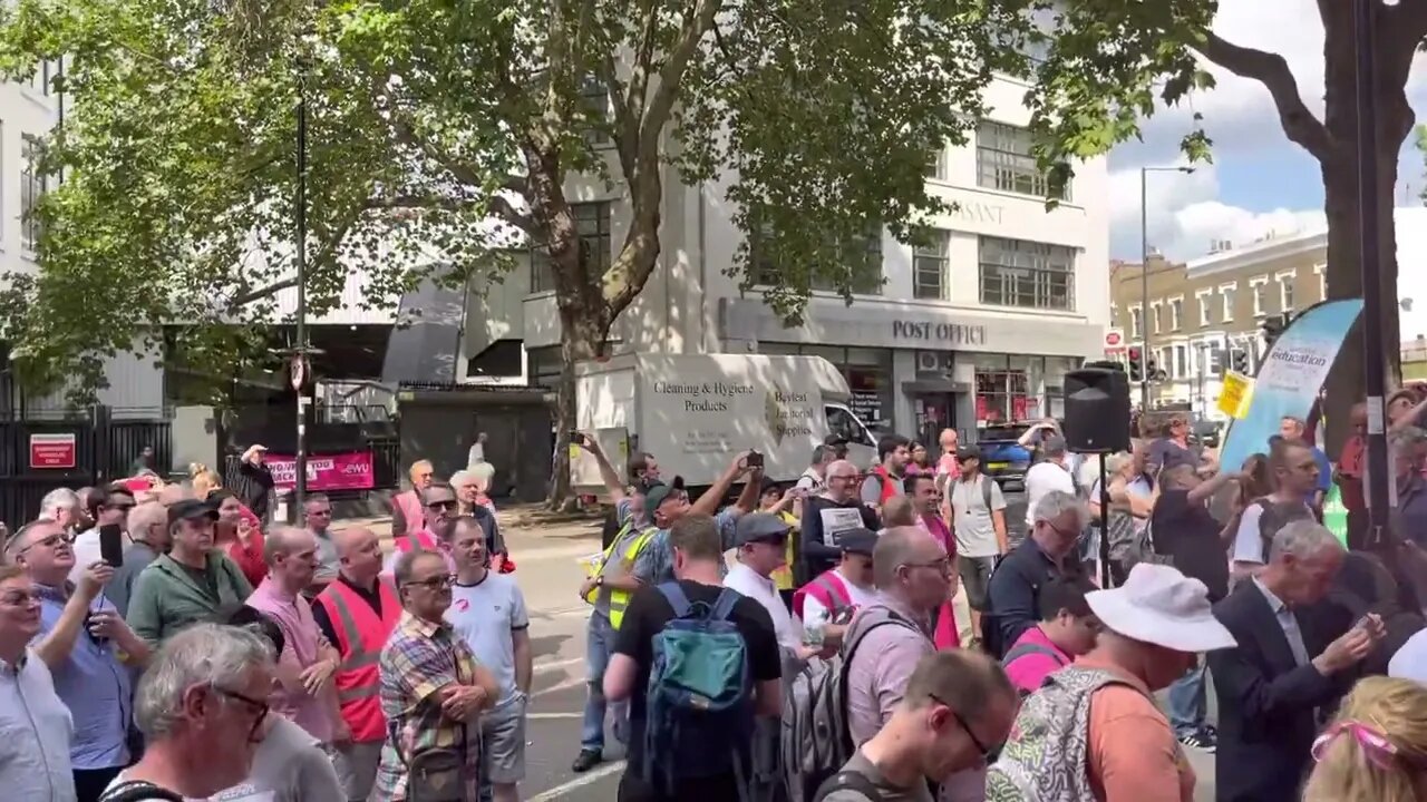 Postal workers of CWU strike Rally at Mount Pleasant Sorting Office in London Today