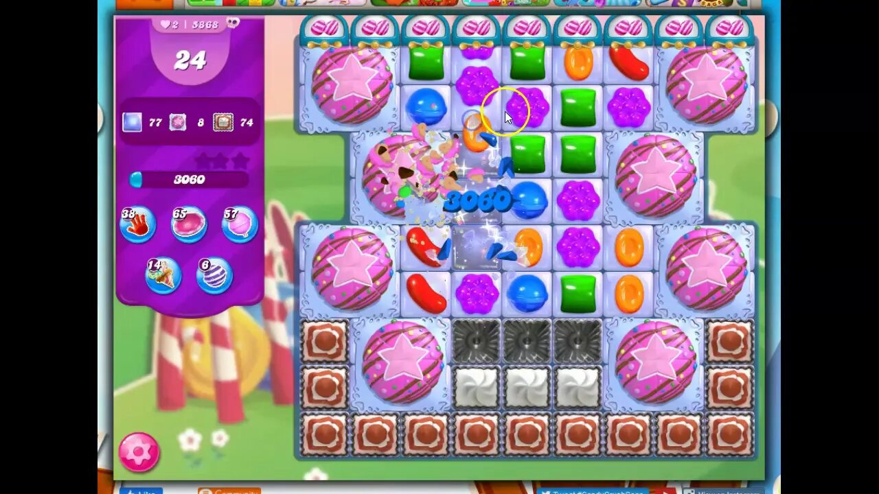 Candy Crush Level 5868 Talkthrough, 25 Moves 0 Boosters