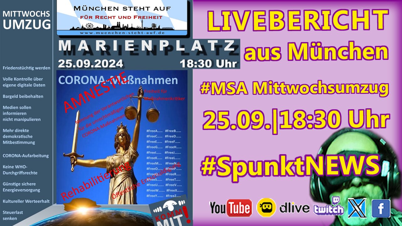 #LIVE | #MUC2509 | #MSA #Mittwochsumzug | Thema: Einstellung #Corona #Ordnungswidrigkeitsverfahren