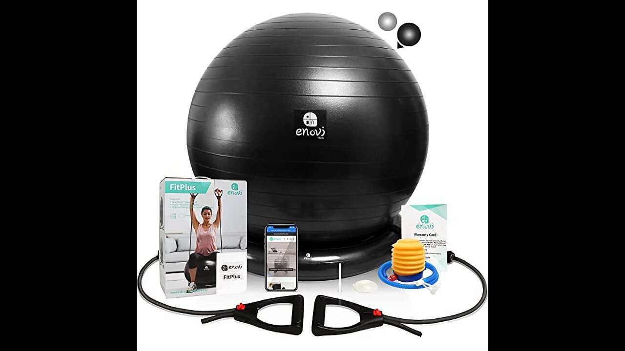 Intent Sports Yoga Ball Chair – Stability Ball with Inflatable Stability Base & Resistance Band...