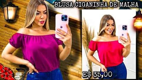 Blusa Ciganinha Lisa De Malha Crepe/@shopee