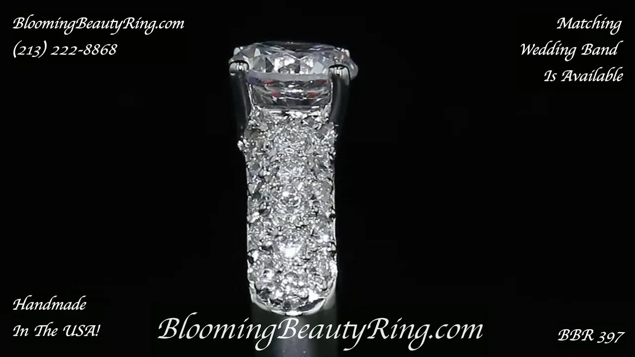 BBR 397 Micropave Diamond Engagement Ring 4 Prongs Handmade In The USA