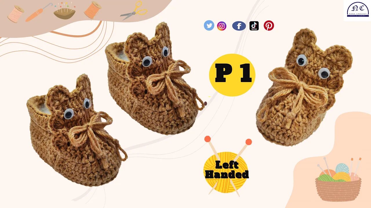 Left-Handed Tutorial: How to Crochet Baby Bear Booties part 1