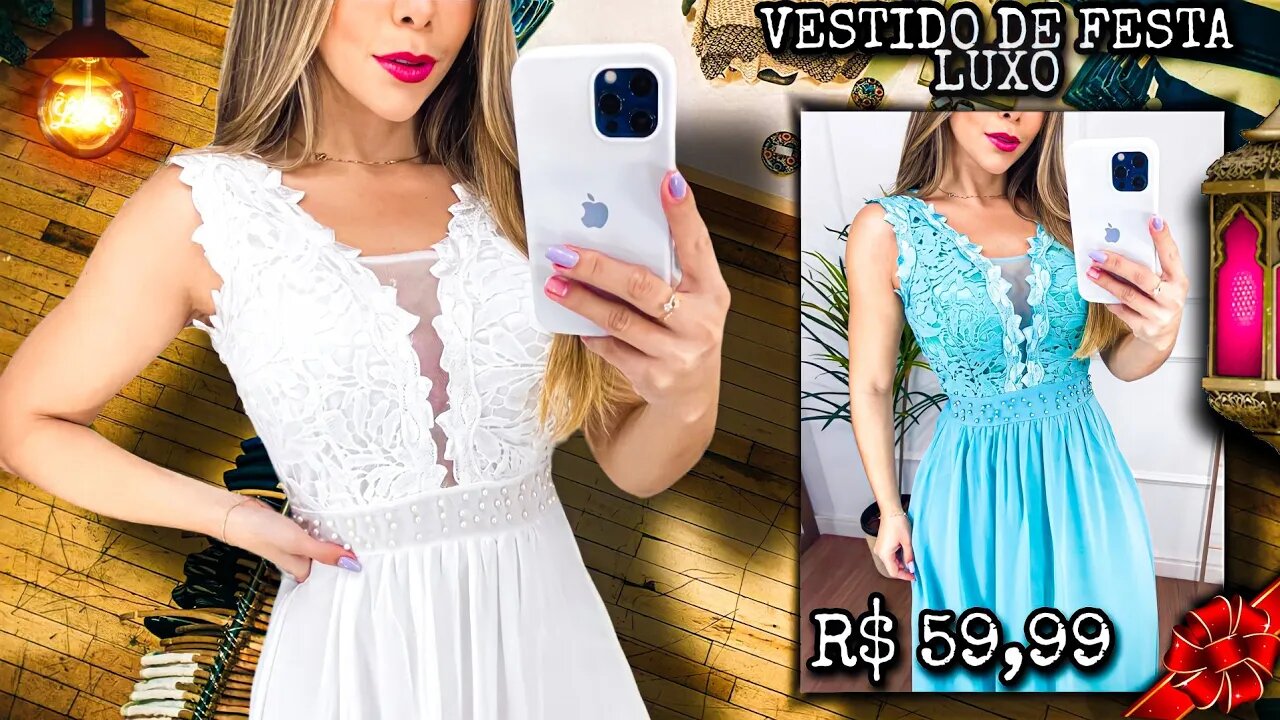 Vestido de Festa Longo Feminino Liso vestido de Luxo/ shopee