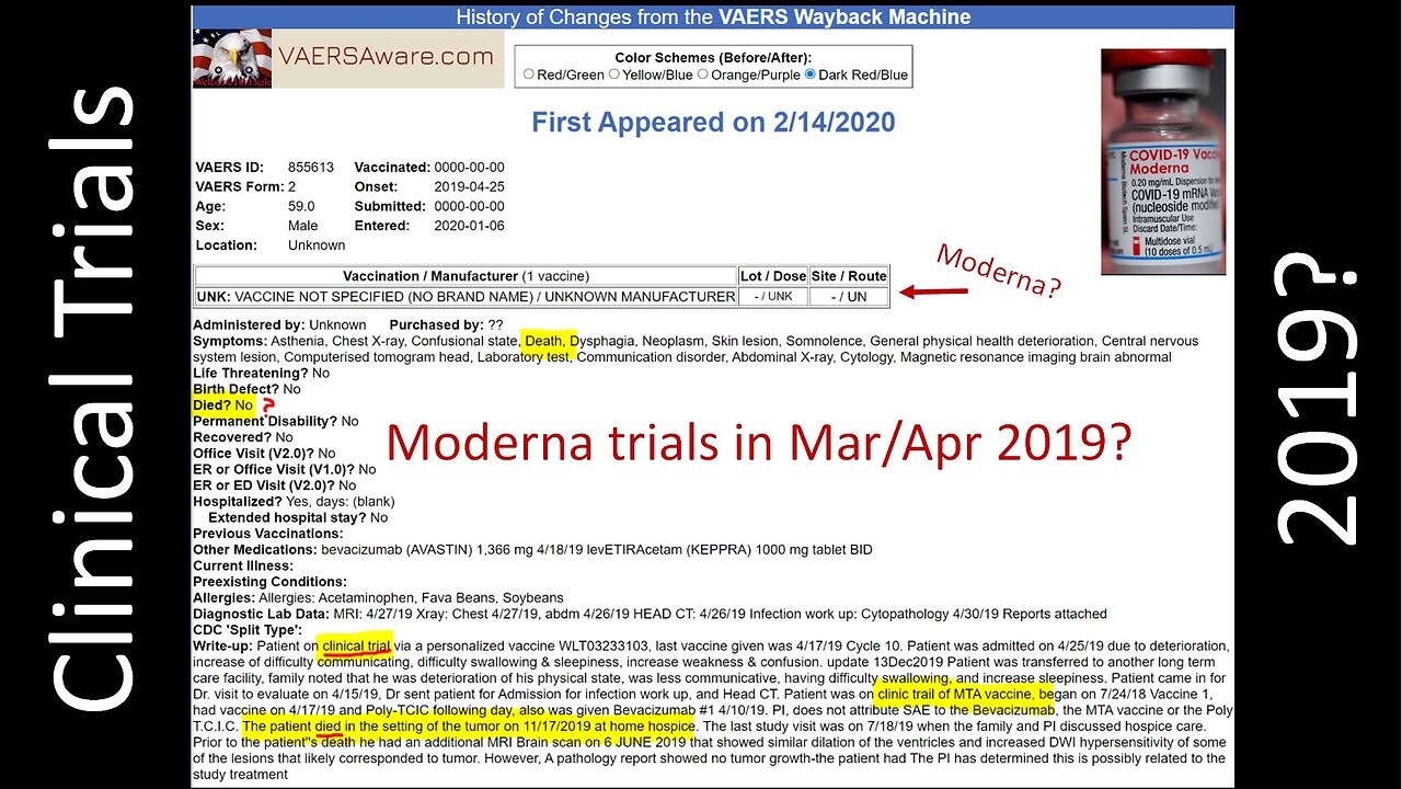 Bombshell! Moderna May Have Been Running Clinical Trials March 2019 as "MTA Vaccines"