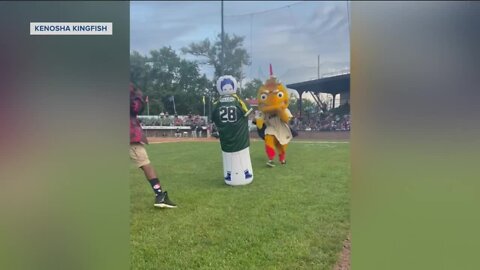 Kenosha mascot gets revenge on dummy dressed in AJ Dillon jersey after last week's tackle