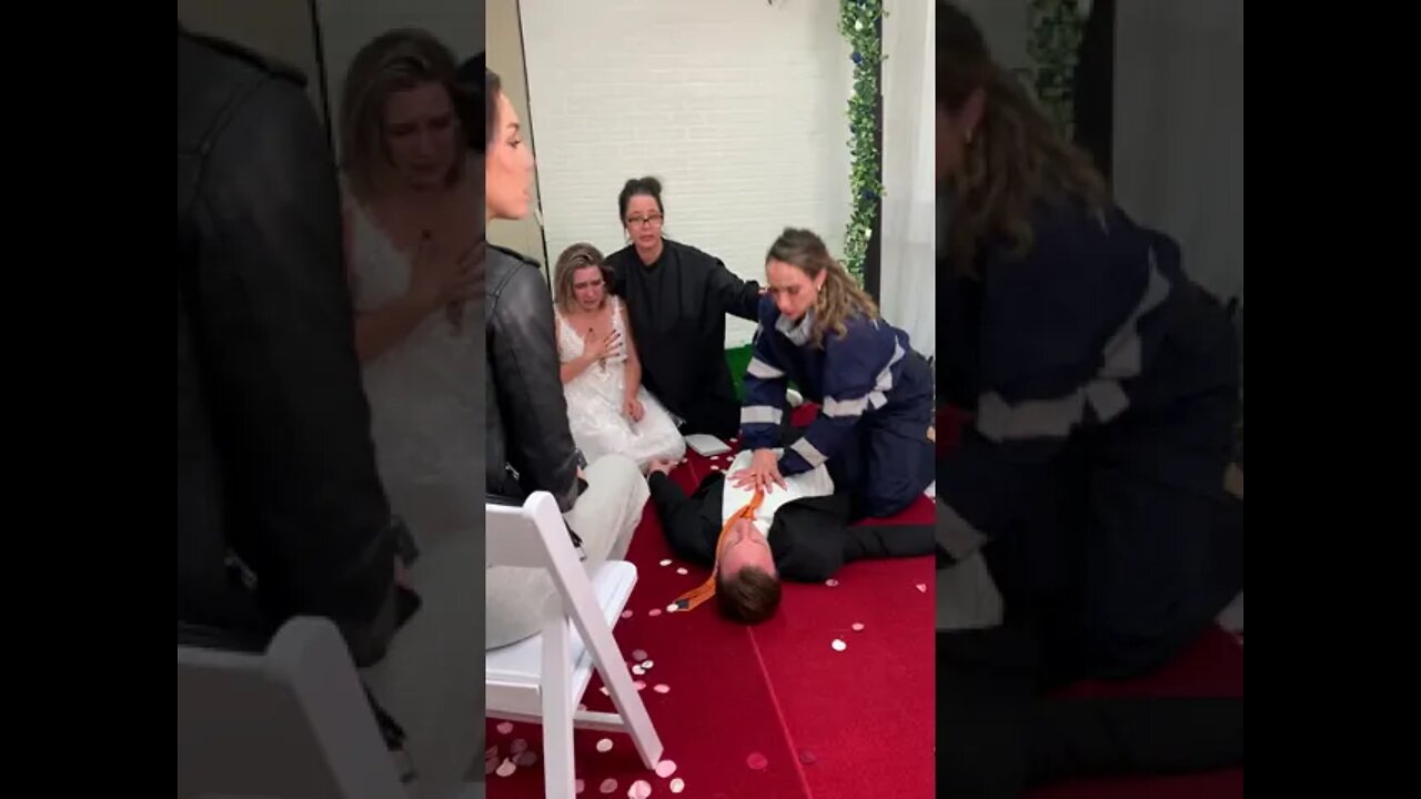 GROOM has heartattack at altar , EMT runs in to help was a close call