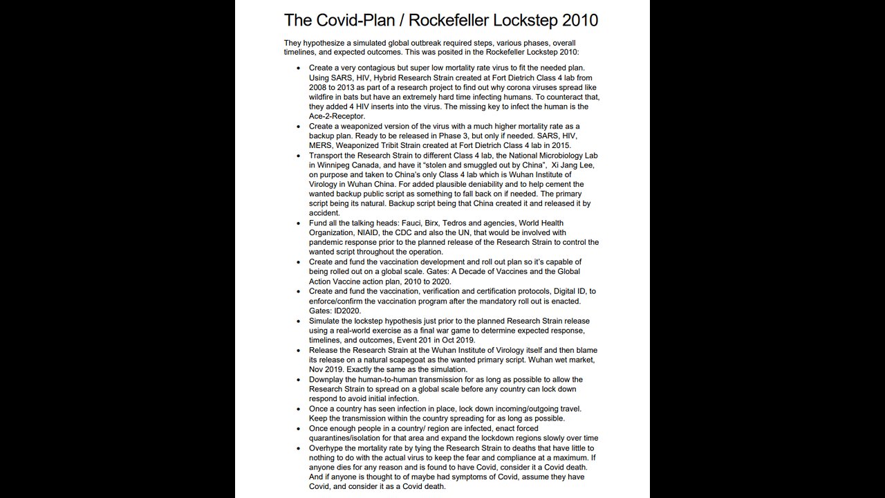 The Covid-Plan/Rockerfeller Lockstep 2010