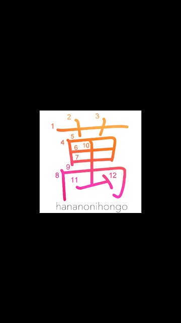 萬 - ten thousand/10,000 - Learn how to write Japanese Kanji 萬 - hananonihongo.com