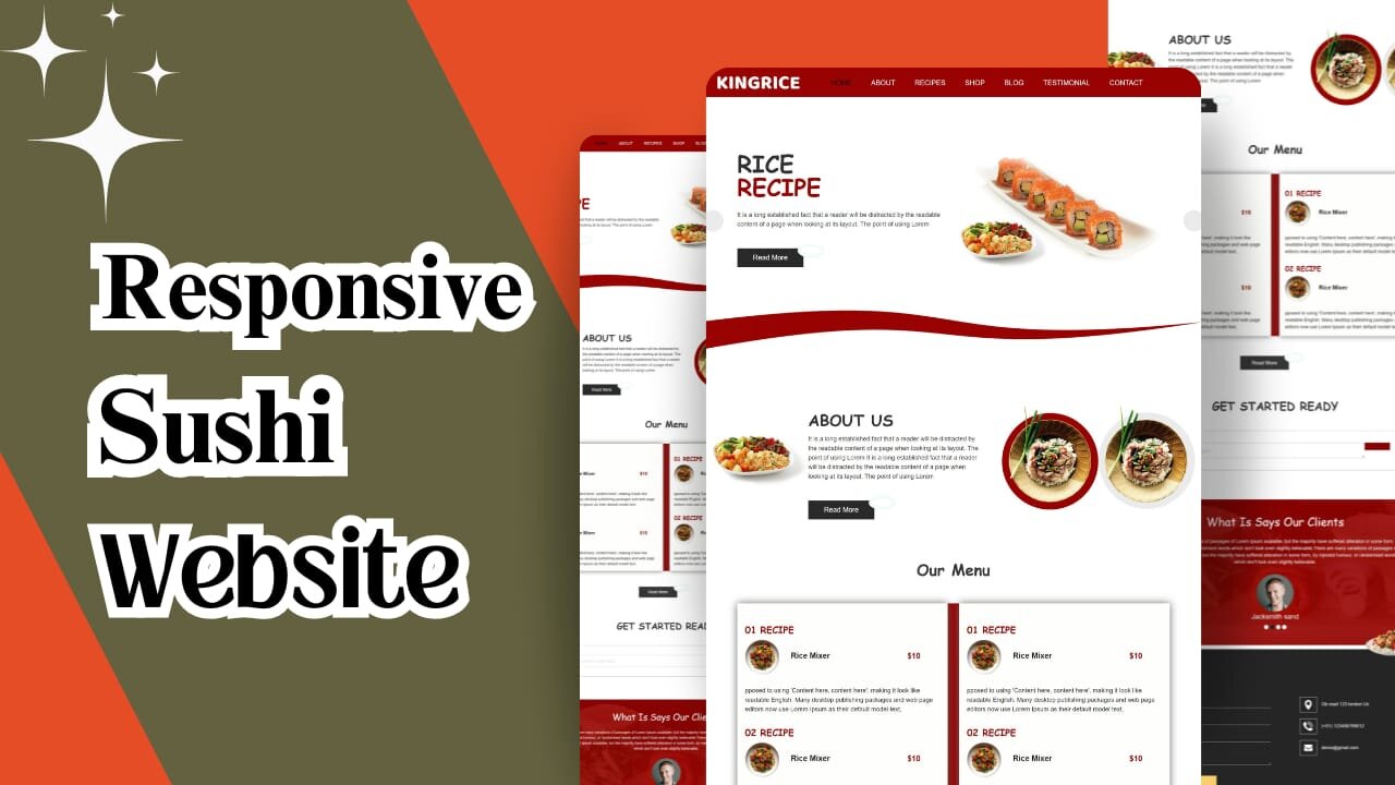 HTML, CSS & JS || Responsive Sushi Website Design