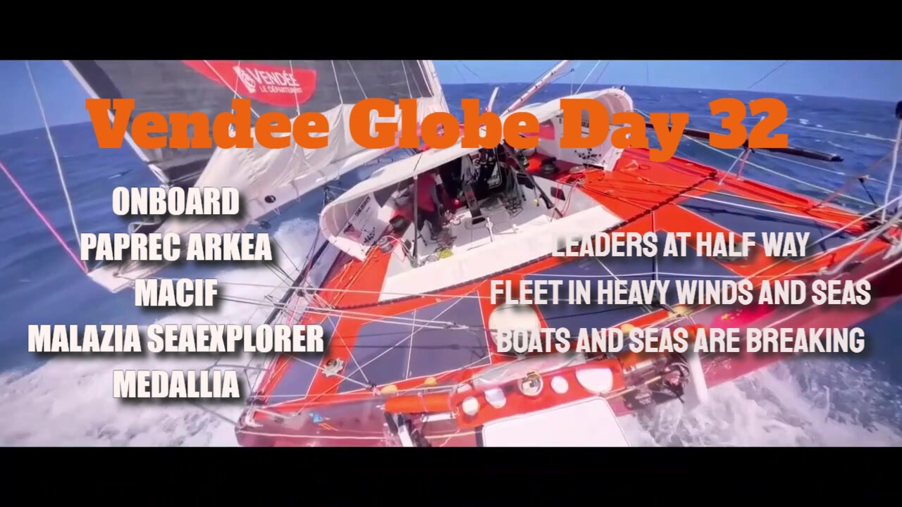 Vendee Globe Day 32 Onboard. Leaders at Half Way The Fleet Back in the Angry Southern Ocean. more