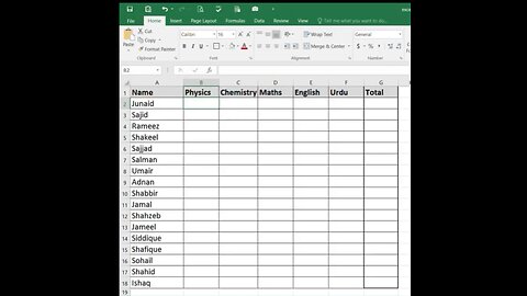 excel table